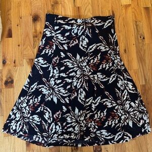 Jones New York Black Midi Skirt with White & Rust Floral Print